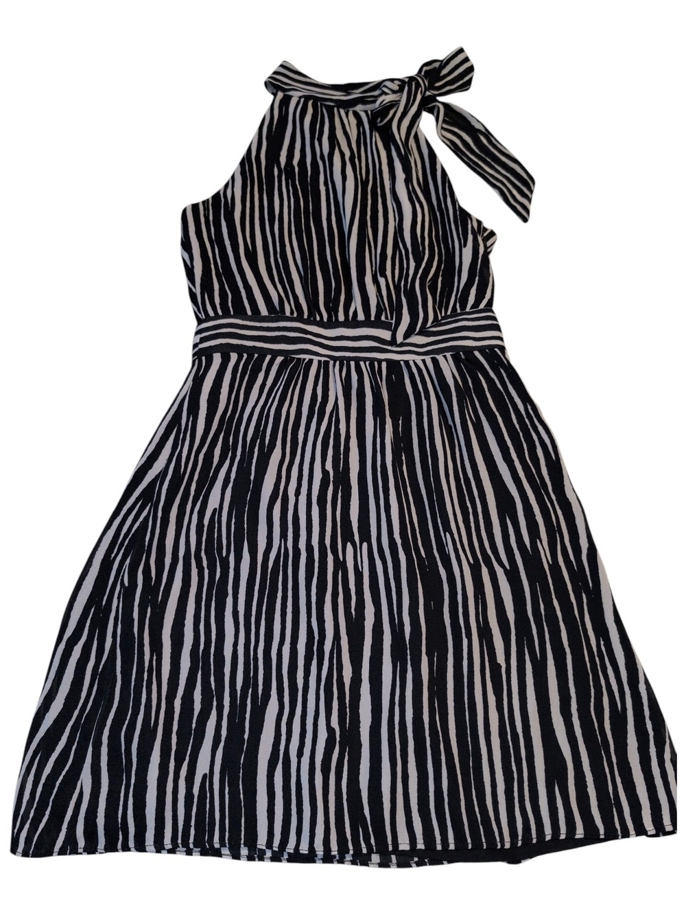 Banana Republic Black and White Zebra-Stripe Halter Dress 00P
